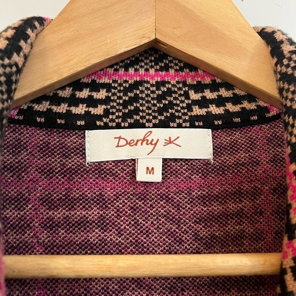 Women's Pink and Black Plaid Coat Jacket Size M - Picture 4 of 7